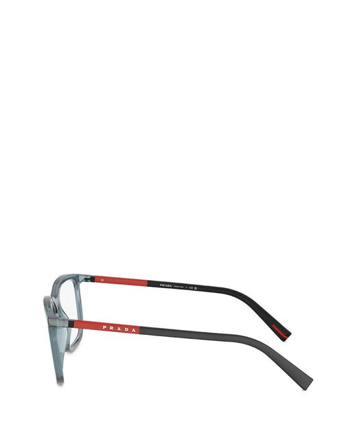 Prada Linea Rossa Blue Rectangle-Frame Glasses for men