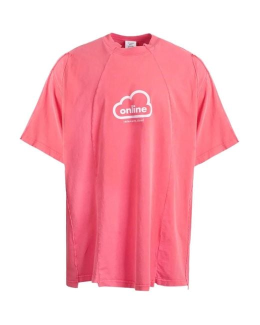 Vetements Pink Cloud-Print T-Shirt for men