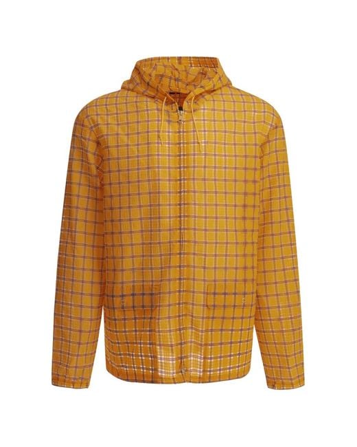 Beams Plus Yellow Manteau Imprimé À Capuche for men