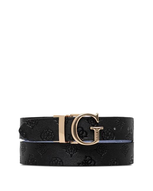 Guess Black James Logo-Embossed Reversible Belt