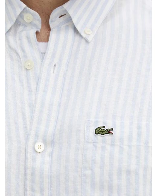 Lacoste Gestreepte Overhemd in het White voor heren