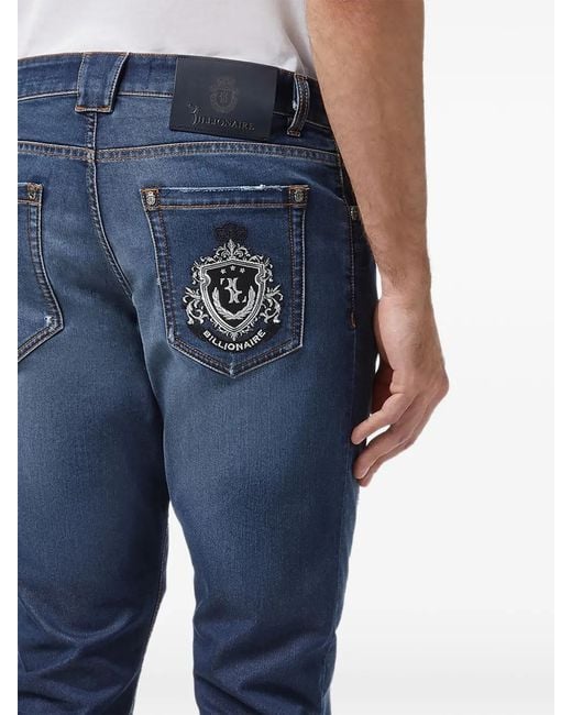 Billionaire Blue Pantalon Droit À Effet Usé for men