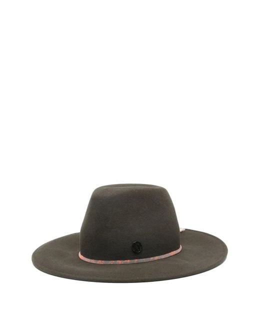 Maison Michel Green Logo Plaque Trim Hat