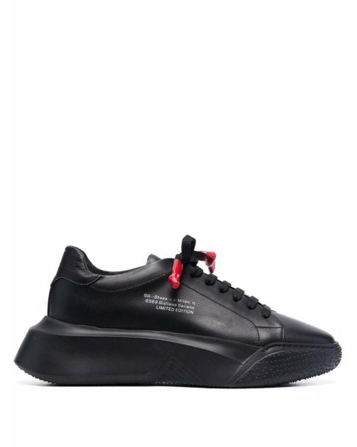 Giuliano Galiano Black Leather Lace Up Sneakers for men