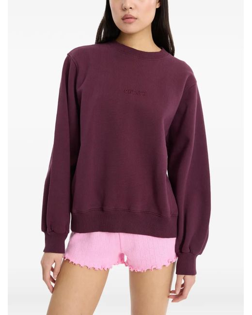 ROTATE BIRGER CHRISTENSEN Purple Crewneck Embroidered Sweatshirt