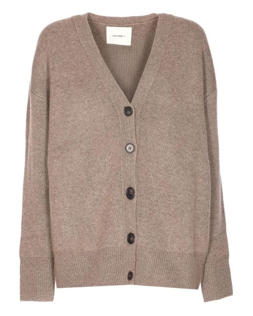 Lisa Yang Brown Amery V-Neck Button Cardigan