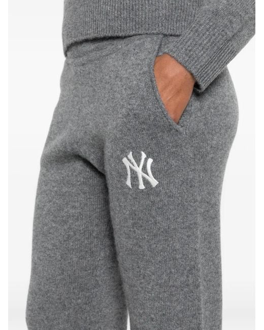 Sporty & Rich Gray Heritage Yankees Serif Trousers
