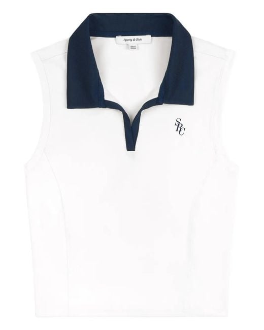 Sporty & Rich Blue Pollared Sleeveless T-Shirt