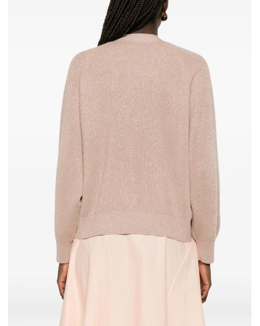 Brunello Cucinelli Natural Ribbed-Knit Cardigan