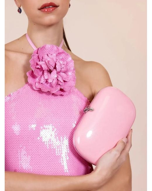 Rodarte Pink Floral-Appliqué Sequined Gown