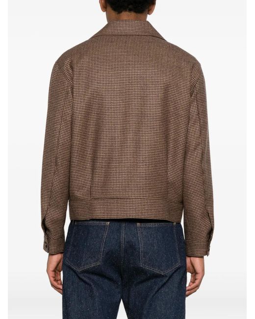 Tagliatore Brown Veste Boutonnée À Motif Pied-De-Poule for men