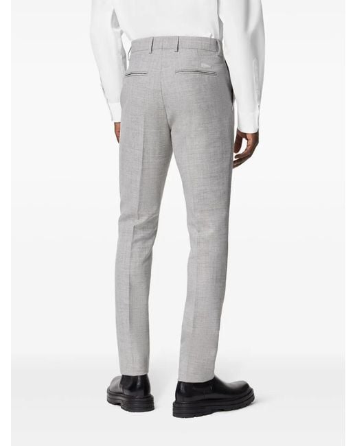 Versace Gray Tailored Wool-Blend Trousers for men