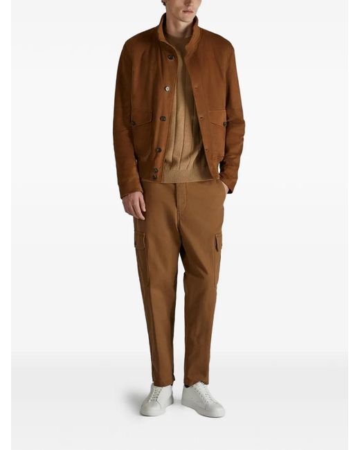 Slowear Brown Suede Bomber Jacket for men
