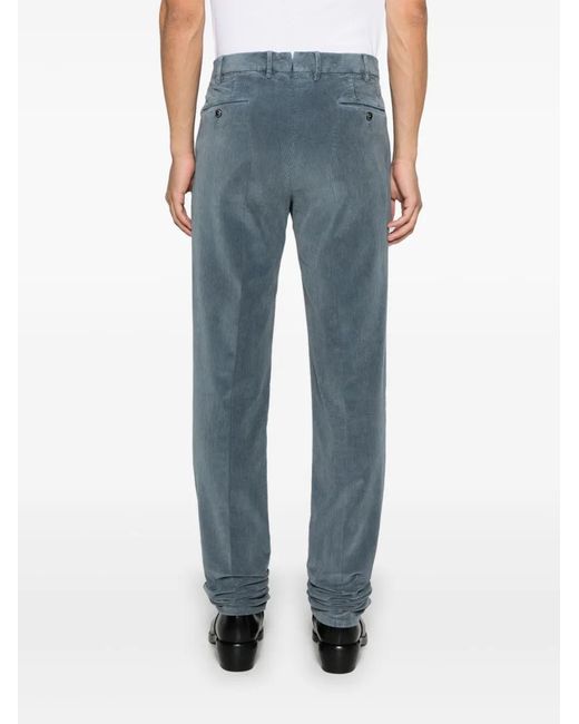 PT Torino Blue Pressed-Crease Trousers for men