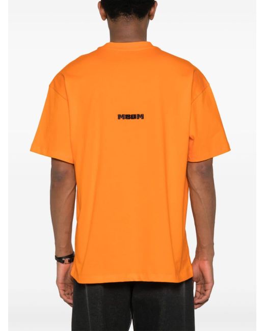T-shirt con ricamo di MSGM in Orange da Uomo