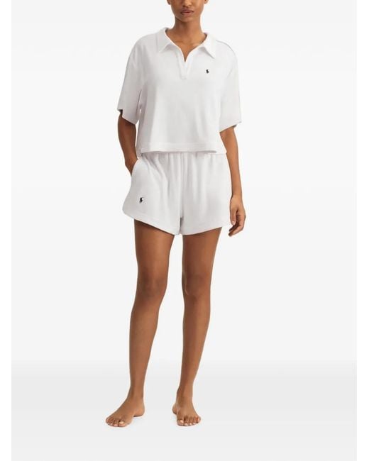 Polo Ralph Lauren White Logo-Embroidered Cotton Shorts Set