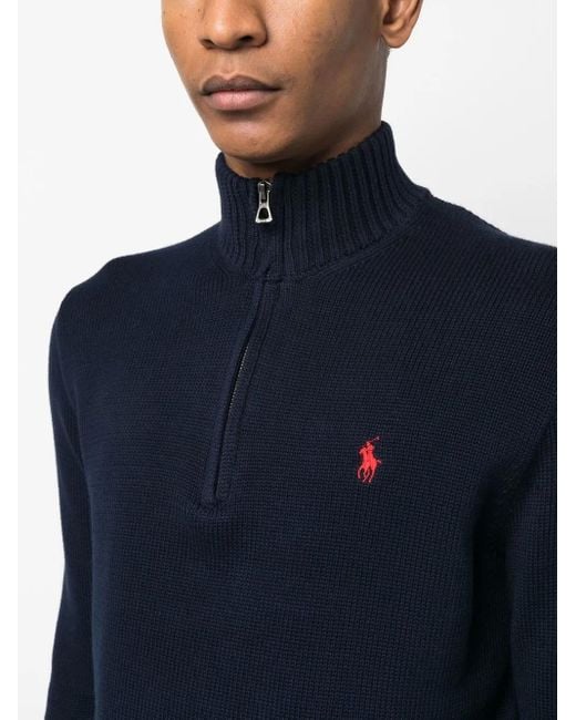 Polo Ralph Lauren メンズ ブルー Polo Pony ハーフジップ スウェット