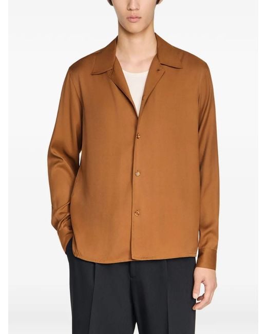 Sandro Brown Flowy Shirt for men