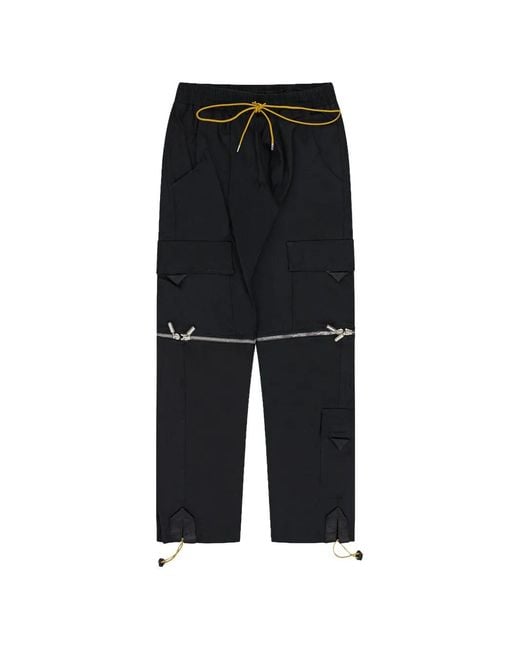 Rhude Black Zip-Detail Cargo Pants for men