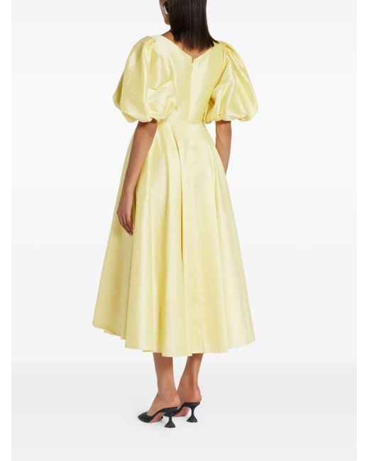 No Pise La Grama Yellow Pleated Midi Dress