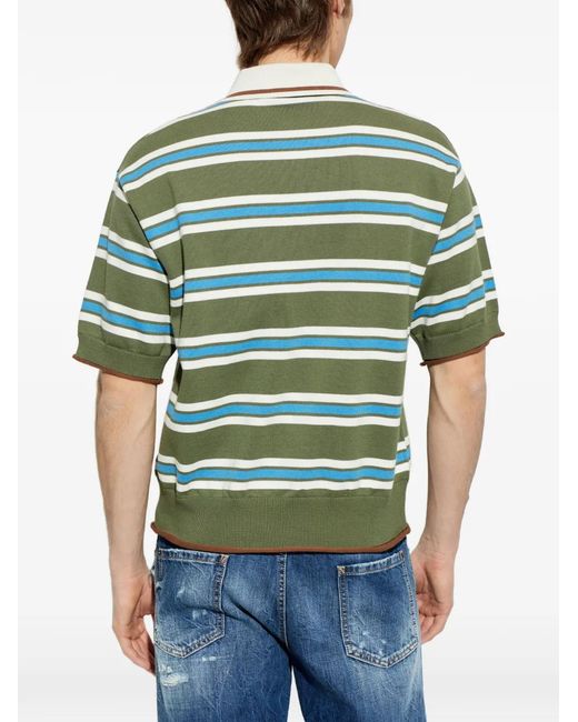 DSquared² Green Striped Polo Shirt for men
