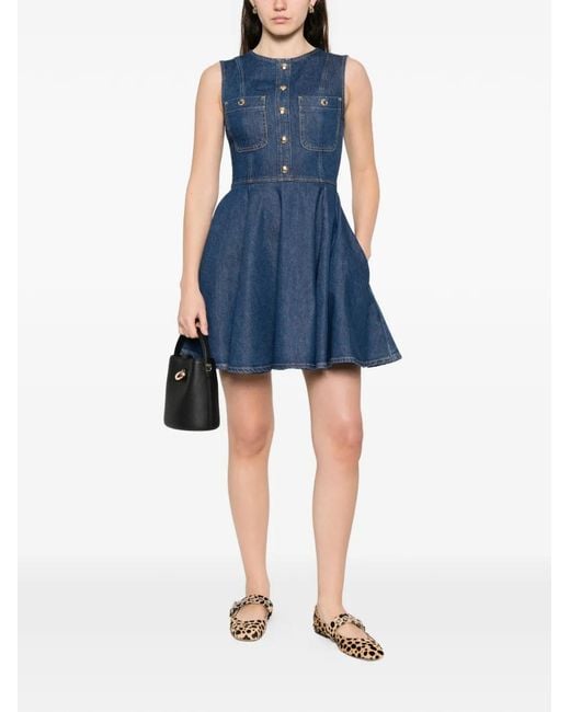 Maje Blue Short Flared Denim Dress
