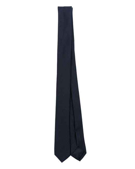 Giorgio Armani Blue Logo-jacquard Silk Tie for men