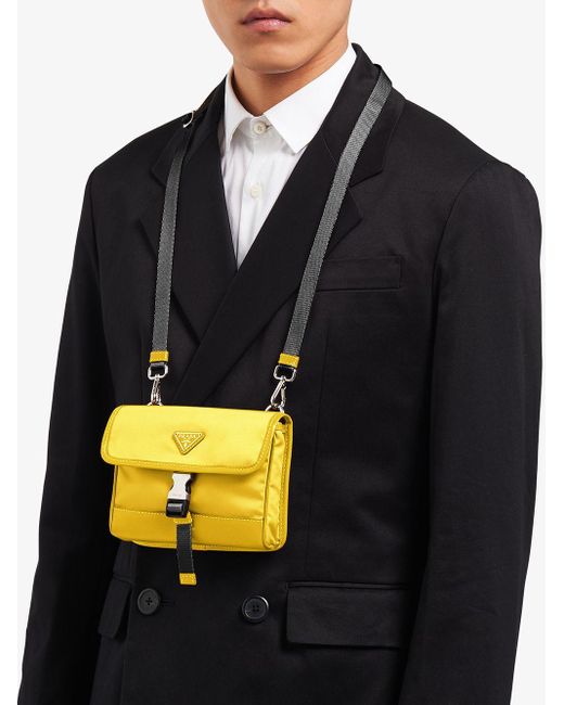 Prada Synthetic Shoulder Strap Mobile Phone Case in Yellow for Men - Lyst