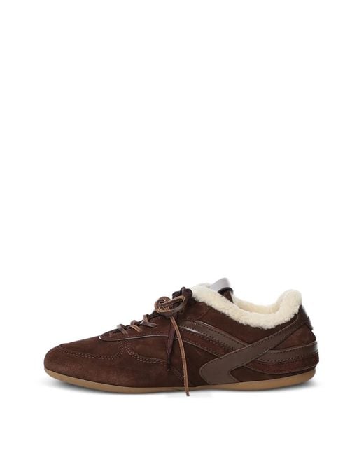Miu Miu Brown Gymnasium Shearling-Lined Suede Sneakers