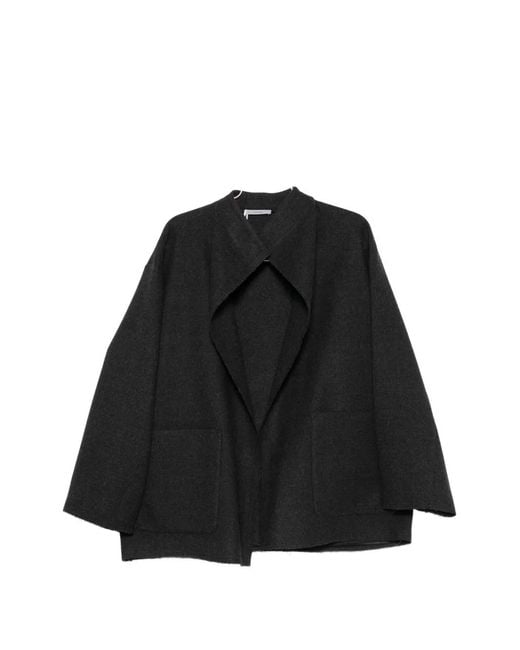 Dusan Black Oversized Shawl-Collar Jacket