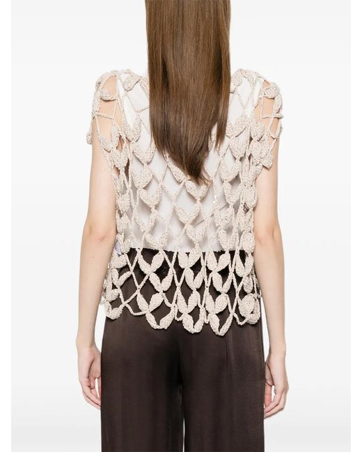 Antonelli White Crochet Knit Top