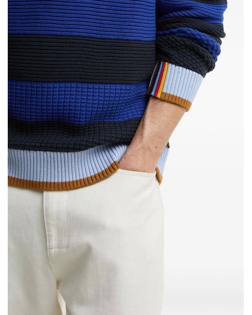 Barbour Blue X Paul Smith Southwold Striped Sweater for men