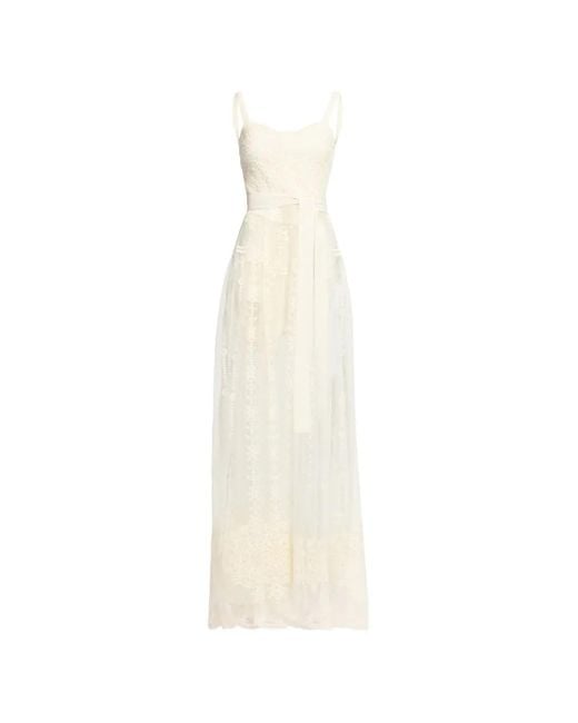 Elie Saab White Sleeveless Tulle Maxi Dress