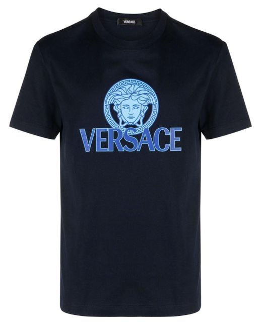 T-shirt avec imprimé Medusa Versace pour homme en coloris Blue
