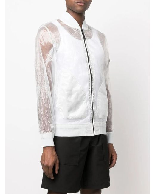 Stone Island White Lightweight Sheer Bomber Jacket for men