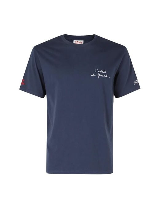 Mc2 Saint Barth Blue T-Shirt Portofino À Broderies for men