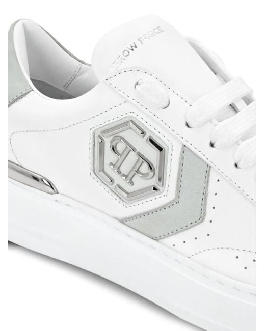 Philipp Plein White Hexagon Logo Sneakers