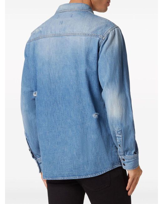 Chemise en jean à plaque logo Philipp Plein pour homme en coloris Blue