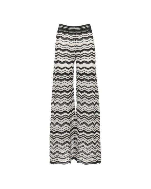 D.exterior White Chevron Lurex Trousers