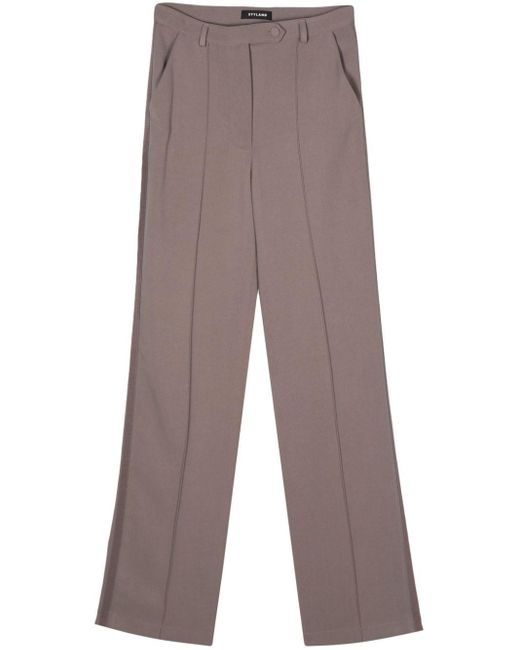 Styland Gray Grosgrain-trim Straight Trousers