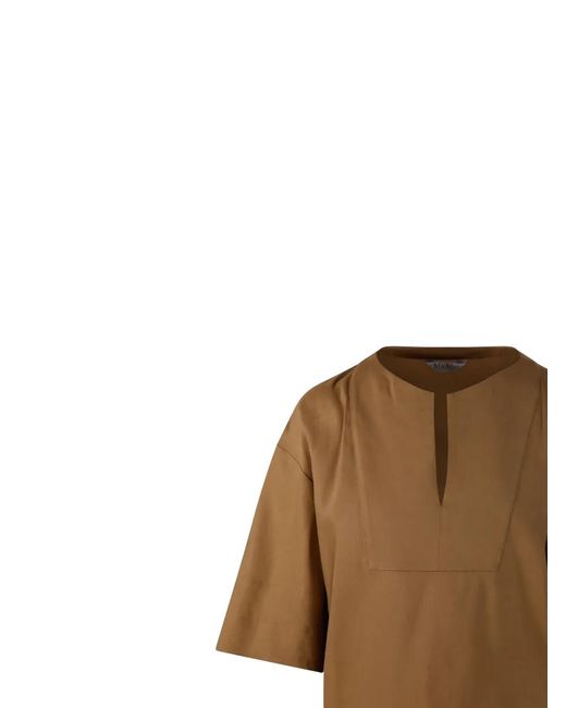 Max Mara Natural V-Neck Short-Sleeved Top