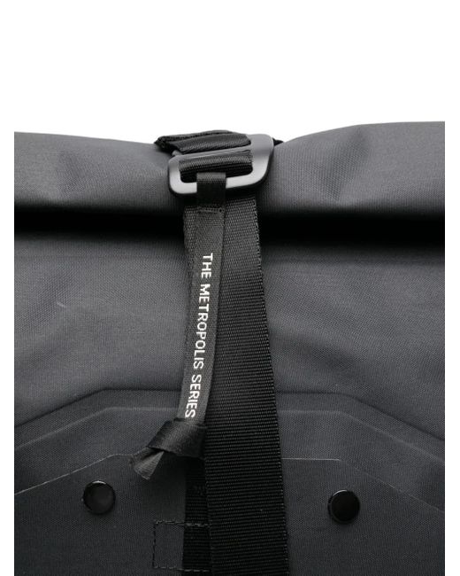 C P Company Black Roll-Top Strap Backpack for men
