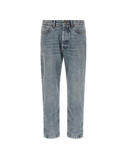 Riviera Blue Stone-Washed Tapered-Leg Jeans for men