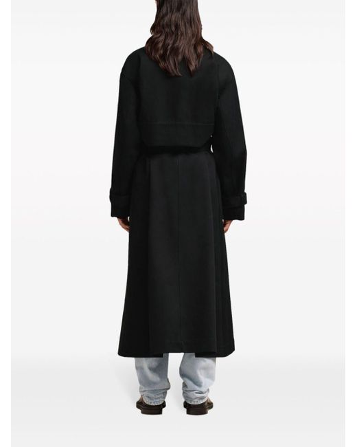 AMI Black Belted Cotton Trench Coat