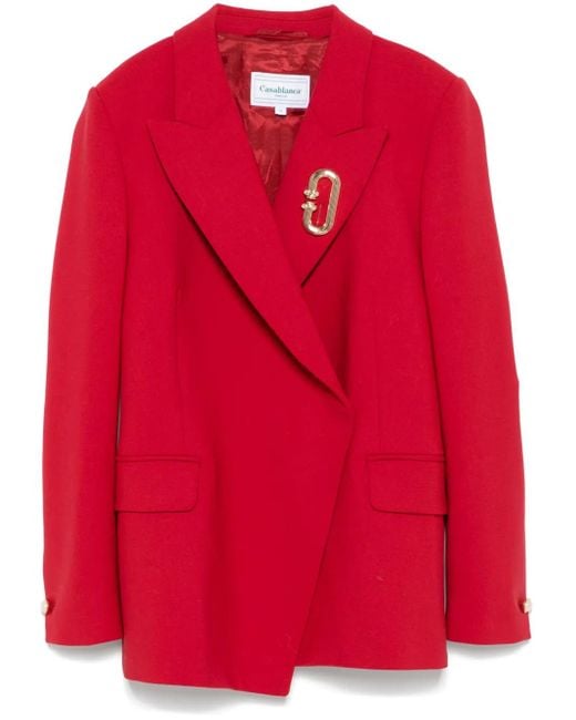 Casablanca Red Asymmetric Double-Breasted Blazer
