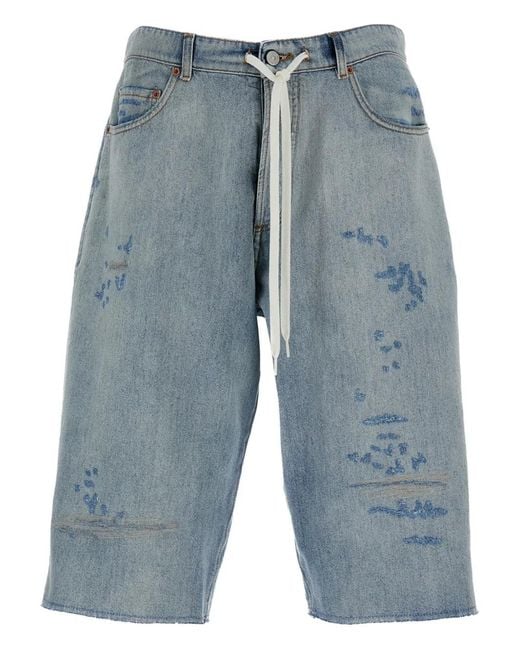 MM6 by Maison Margiela Blue Logo-Patch Bermuda Shorts for men