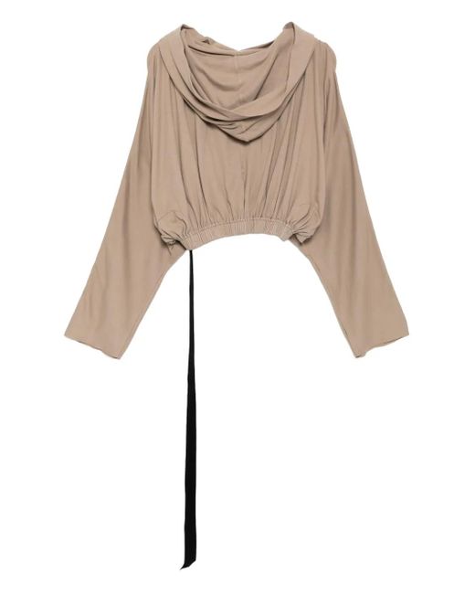 Rick Owens Natural Cropped Hoodie