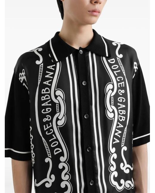 Dolce & Gabbana Hemd Aus Seide Und Baumwolle Bandana-Print in Black für Herren