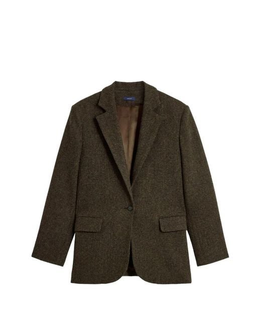 Soeur Brown Herringbone-Weave Single-Breasted Jacket