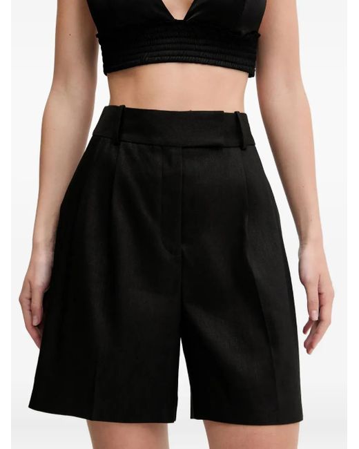 HUGO Black Pleat-Detail High-Waisted Shorts